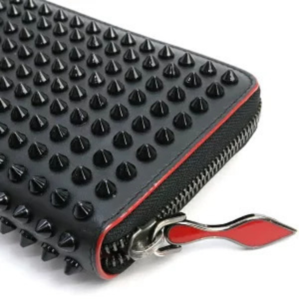 Christian Louboutin Panettone Round Zip Long Wallet Spike Studs Leather Black - Picture 3 of 7